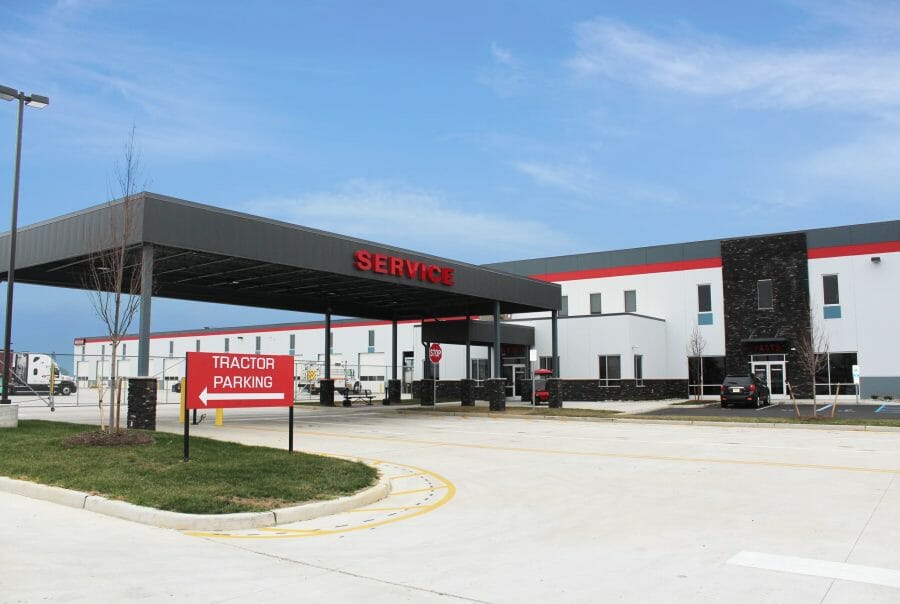 Canopy over service station at Campbell Freightliner truck sales & maintenance facility in South Brunswick, NJ