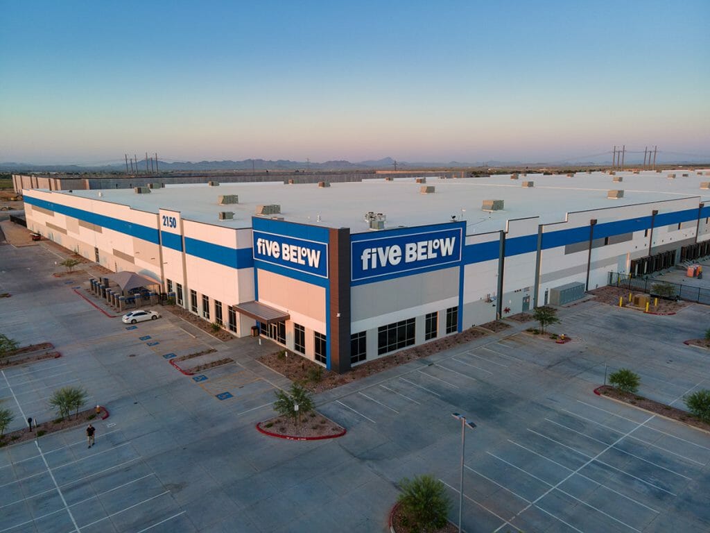 Aerial of Five Below distribution center in Buckeye, AZ