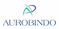 Aurobindo logo featuring intertwined blue and green arcs above the company's name in blue text.