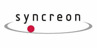 syncreon logo with red dot and circular design, black text on a white background.