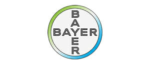 Bayer logo with green and blue circular outline, featuring the company name in a cross layout.