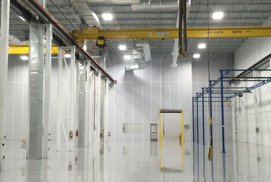 Interior view of tenant improvement project with industrial equipment