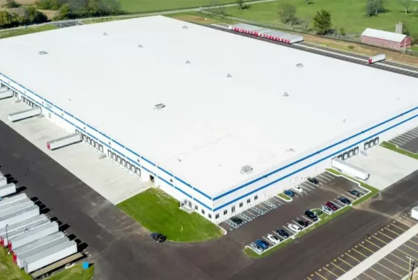 Lakeshore Learning aerial photo showing building from above - e-commerce & fulfillment center construction project