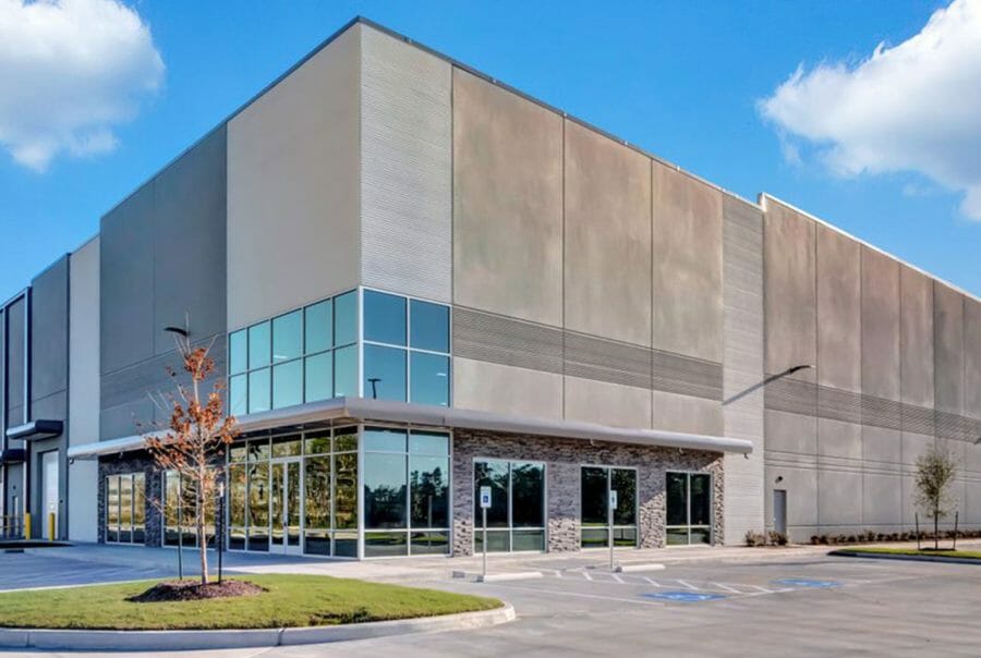 Logistics center project front of buiding and parking lot