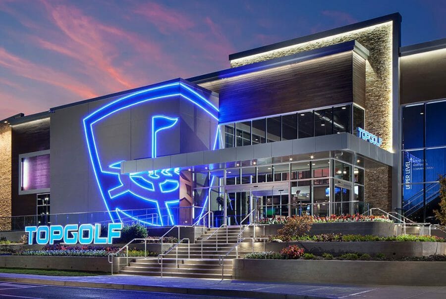 Exterior view of construction project for Top Golf