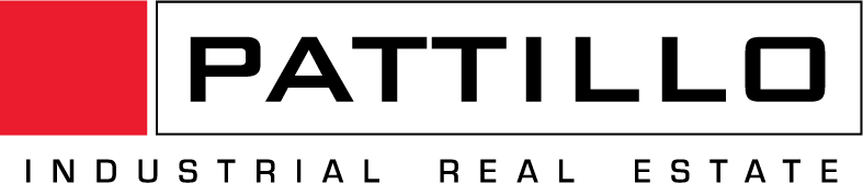 Pattillo Industrial Real Estate logo with red square and black text.